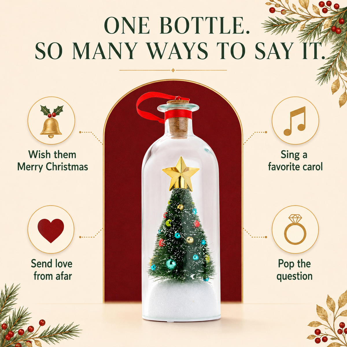 VoiceJar™ Christmas Tree Bottle with Recordable Message