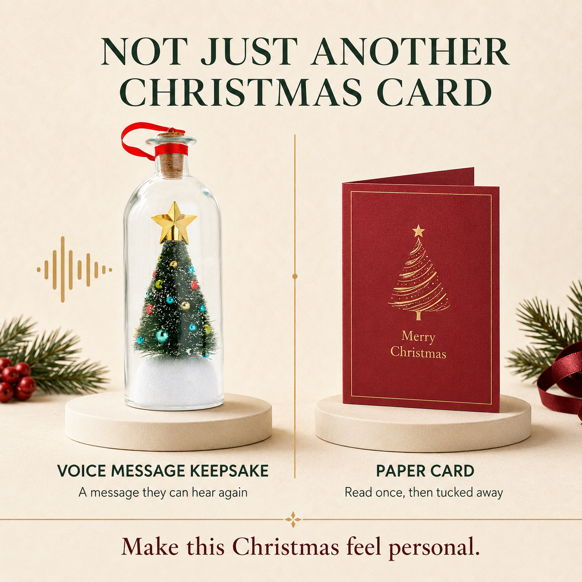 VoiceJar™ Christmas Tree Bottle with Recordable Message